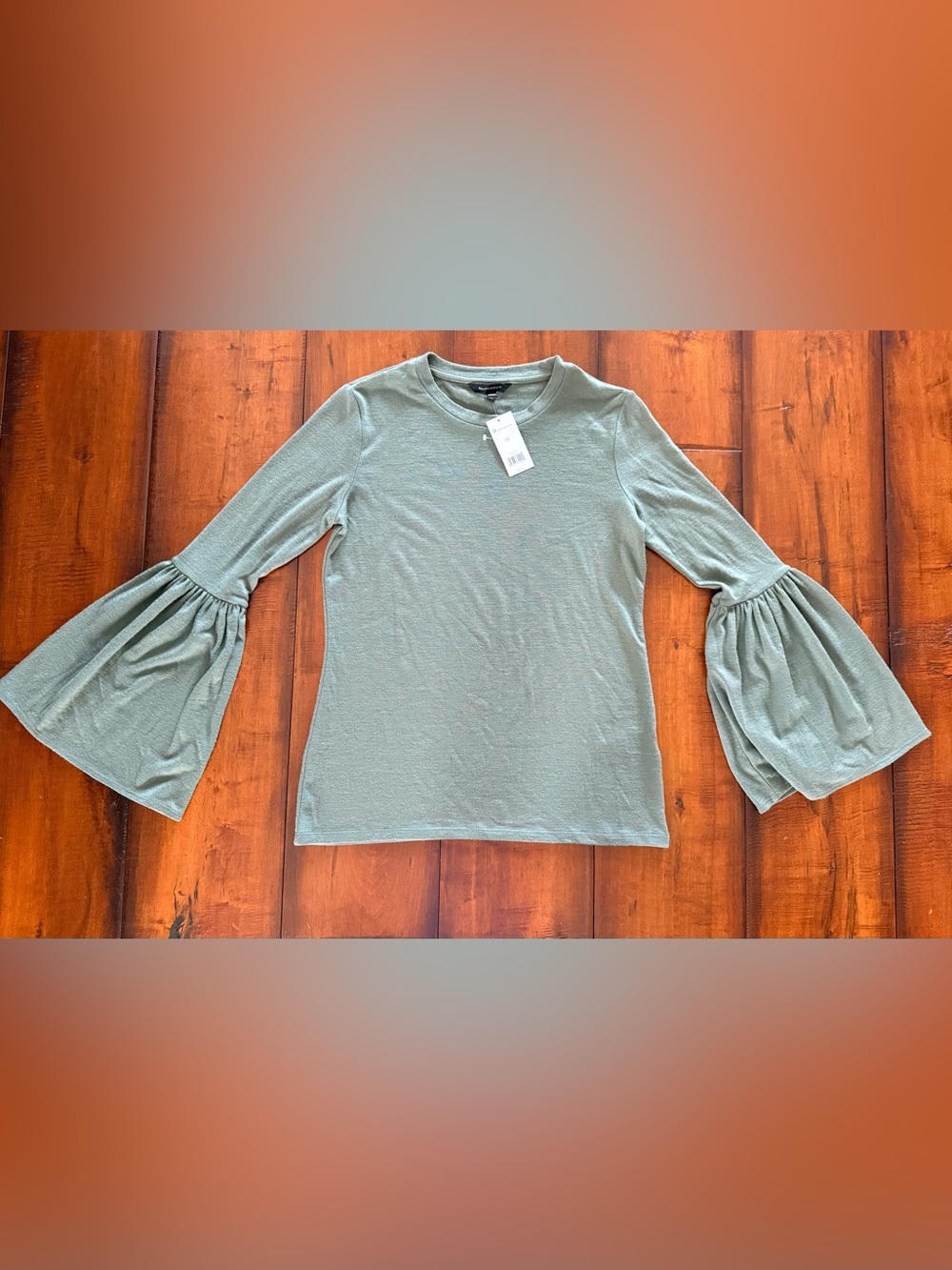 NWT J. Crew Sage Green Bell Sleeve Long Sleeve Top